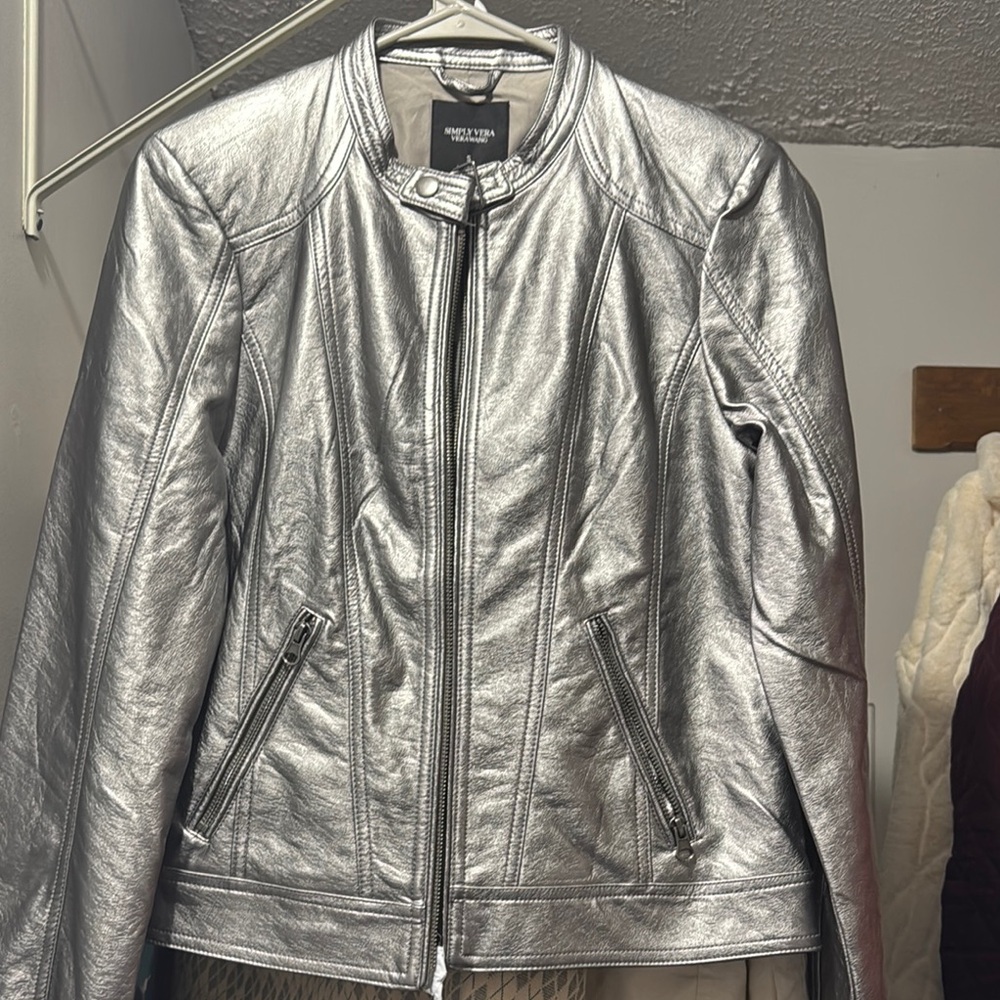 Silver Faux Leather Jacket